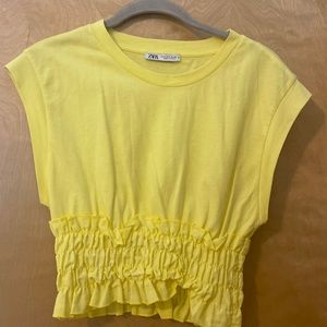 Yellow Cropped Zara Ruffle Top - Worn Once SMALL
